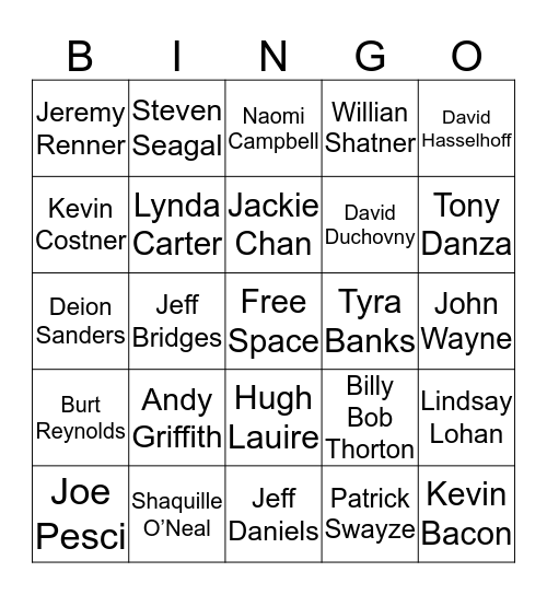 Celebrities that sing? Bingo Card