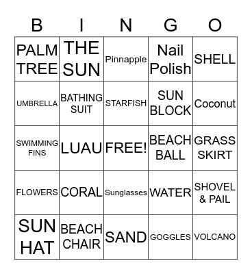 BEACH BINGO Card