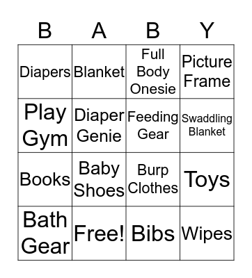Baby Bingo Card