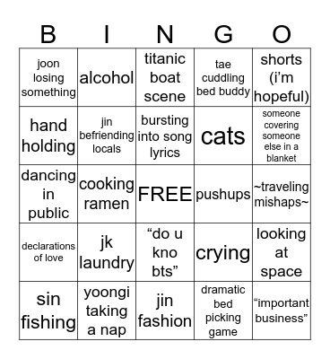 BON VOYAGE 4 Bingo Card