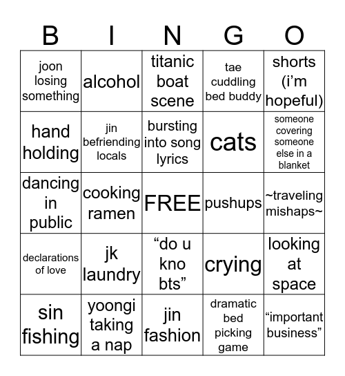 BON VOYAGE 4 Bingo Card