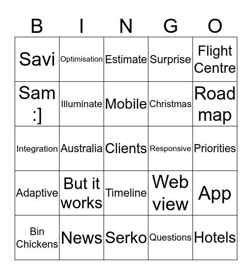 Bin Chickens Bingo Card