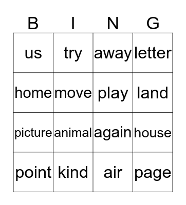 Galaxy Words List: Uranus (Level 8) Bingo Card