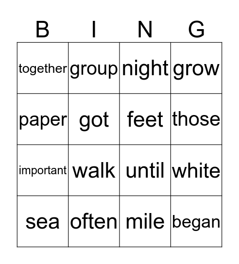 Galaxy Words List: Makemake (Level 11) Bingo Card