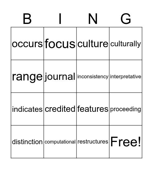 Untitled Bingo Card