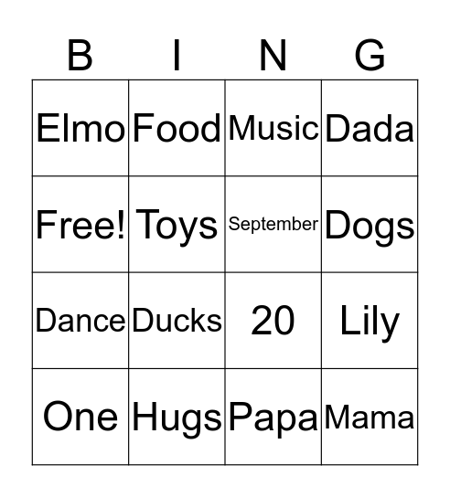 Lily Bingo Card