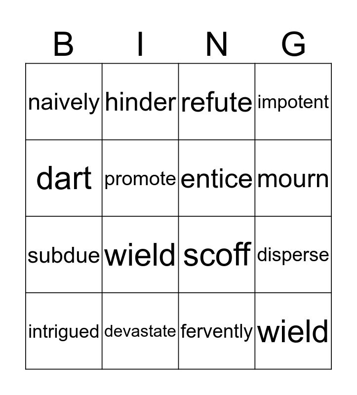 Week 5 Bingo Card