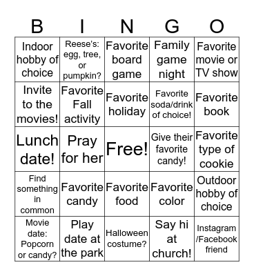 Ministering Bingo Card
