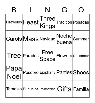 Navidad Bingo Card