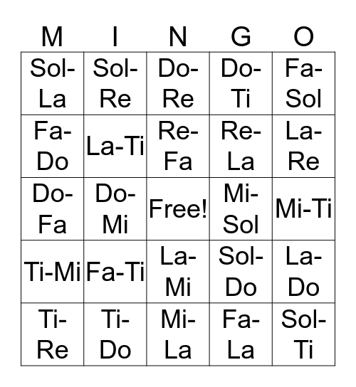 DO RE MINGO Bingo Card