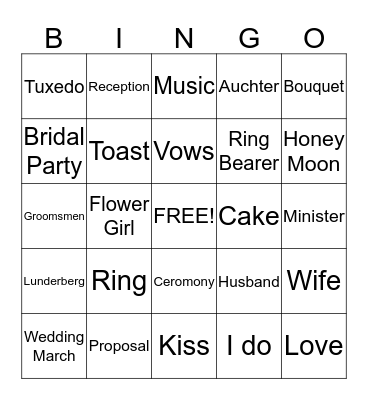 Wedding Bingo Card