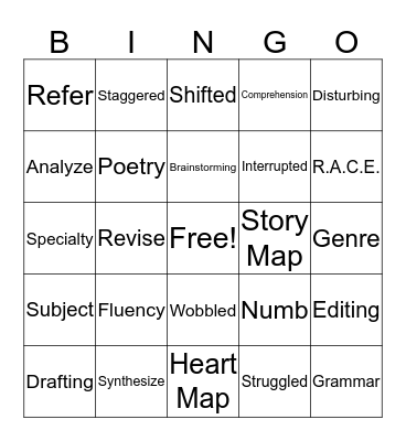 Vocabulary Bingo Card