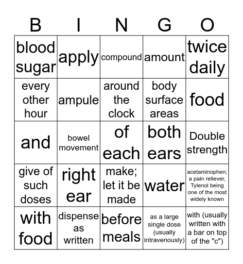 Abbreviations 1-50 Bingo Card