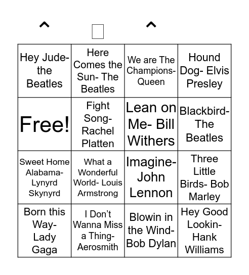 ♪ Musical Bingo ♬ Bingo Card