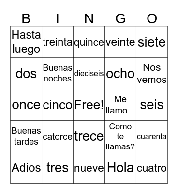 Saludos y Despedidas Bingo Card