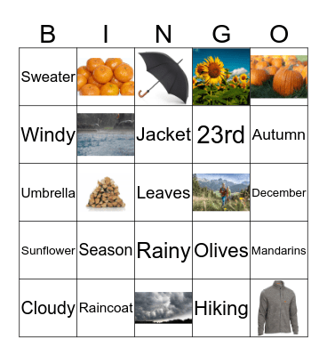 FALL/AUTUMN SEASON Bingo Card