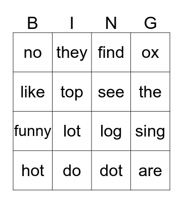 Sight Words/Spelling Week 3 Bingo Card