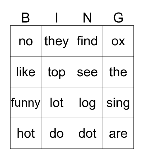 Sight Words/Spelling Week 3 Bingo Card