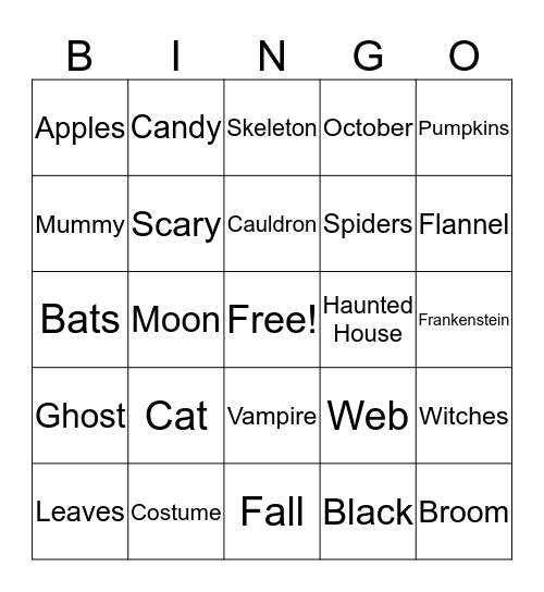 Fall Bingo Card