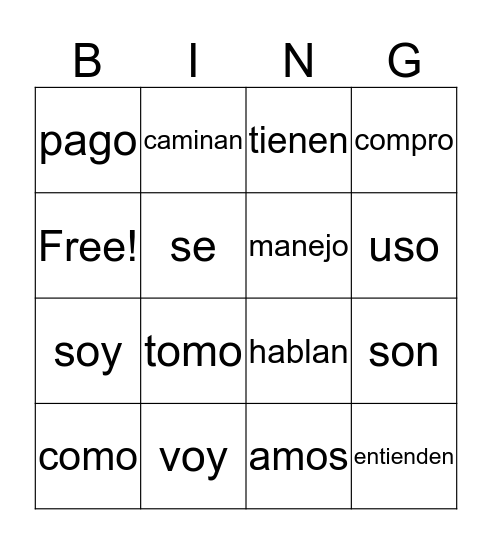 El presente Bingo Card