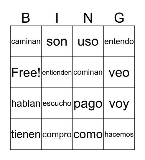 El prescente Bingo Card