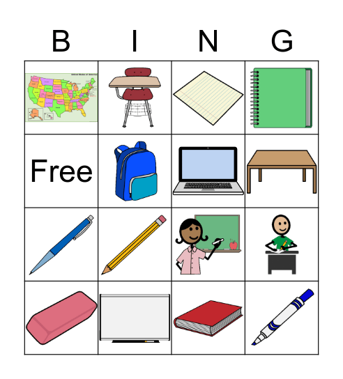 School Vocabulary Bingo Card