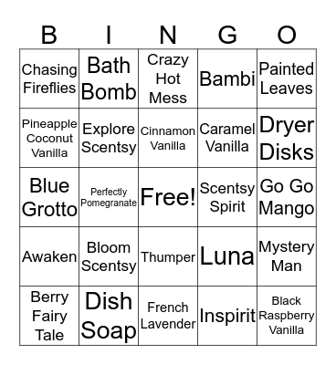 Scentsy BINGO Card