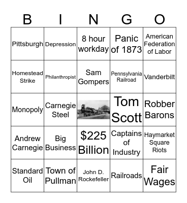 Gilded Age Bingo Card