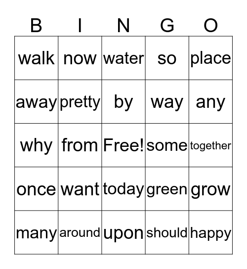 Sight Words 3 Bingo Card