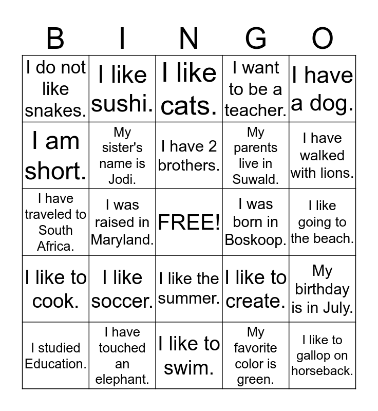 From America Bingo Card