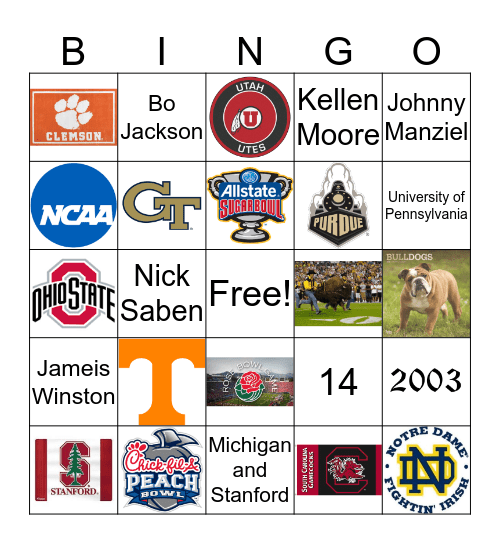 D28 College Football Bingo  Bingo Card