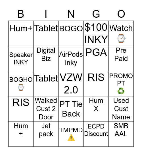 Northcrest 2.0 Bingo Card