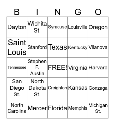 START DATE: 03/24/14  THEME: MARCH MADDNESS  Bingo Card