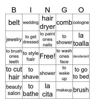 Daily routine Bingo Card