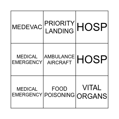 MEDICAL EMERGENCIES Bingo Card