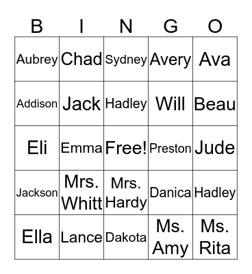 After School Bingo Card