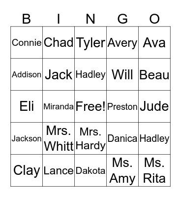 After School Bingo Card