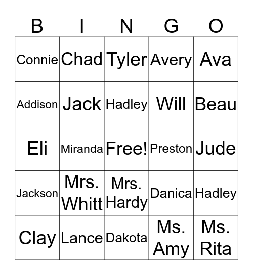 After School Bingo Card