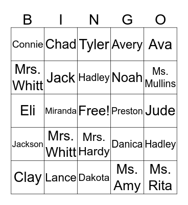 After School Bingo Card