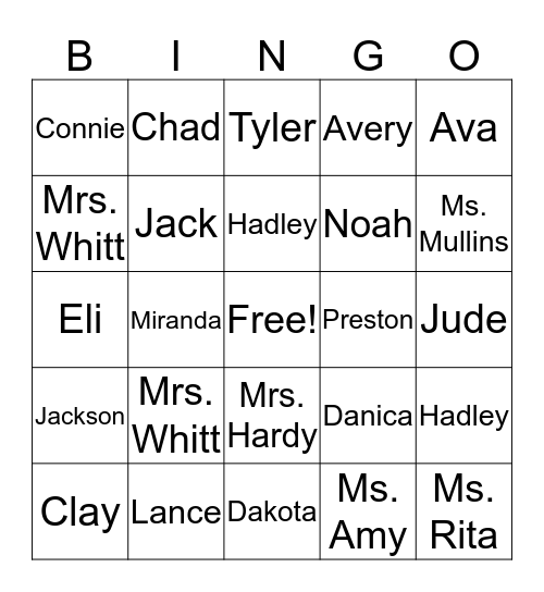 After School Bingo Card