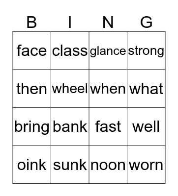 2nd grade Bingo Card