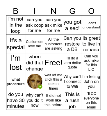JoAnne Drinking Bingo!!! Bingo Card