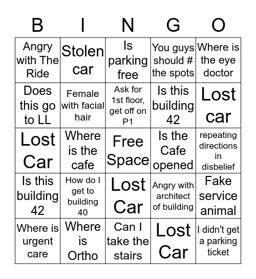 Waltham Bingo Card