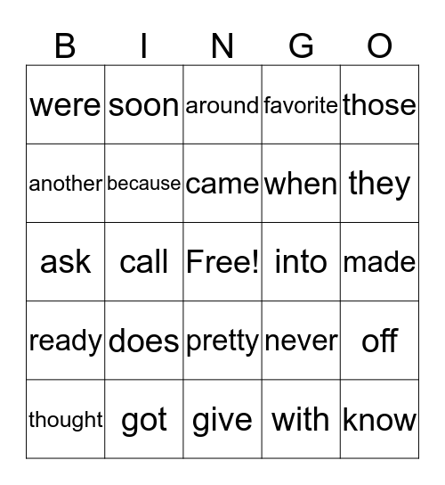 First Grade Sight Word (Purple and Blue) Bingo Card