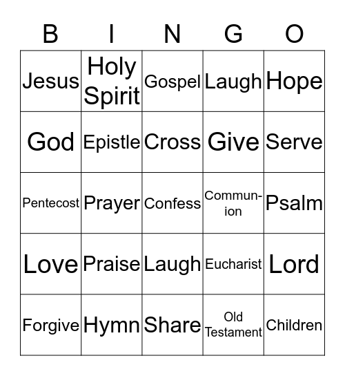 Worship Bingo Card