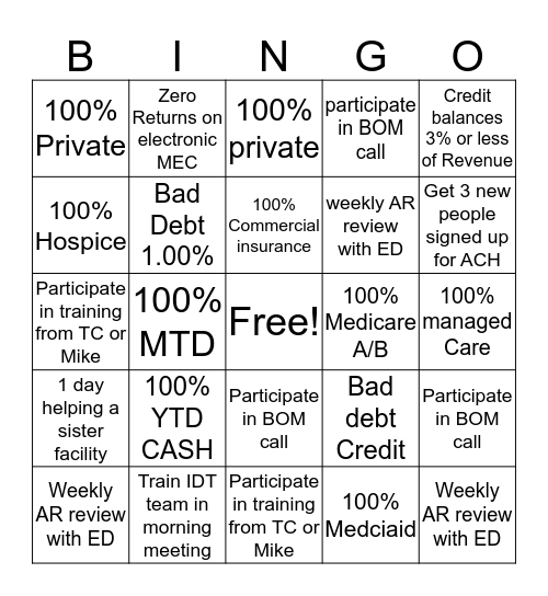 AR Bingo Card