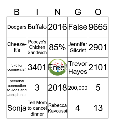 Landmark SoCal Hometown Huddle 2019 Bingo Card