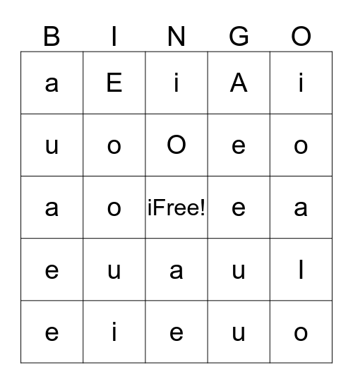 Las Vocales Bingo Card