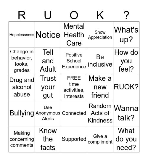 A Conversation Could Change Your Life Bingo Card