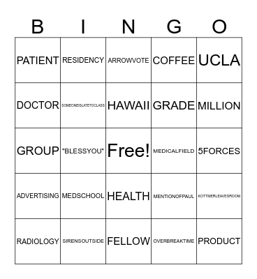 BOC BINGO Card